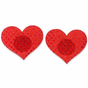 Red Lace Sequin Heart Pasties | Festival Rave Lingerie Nipple Covers